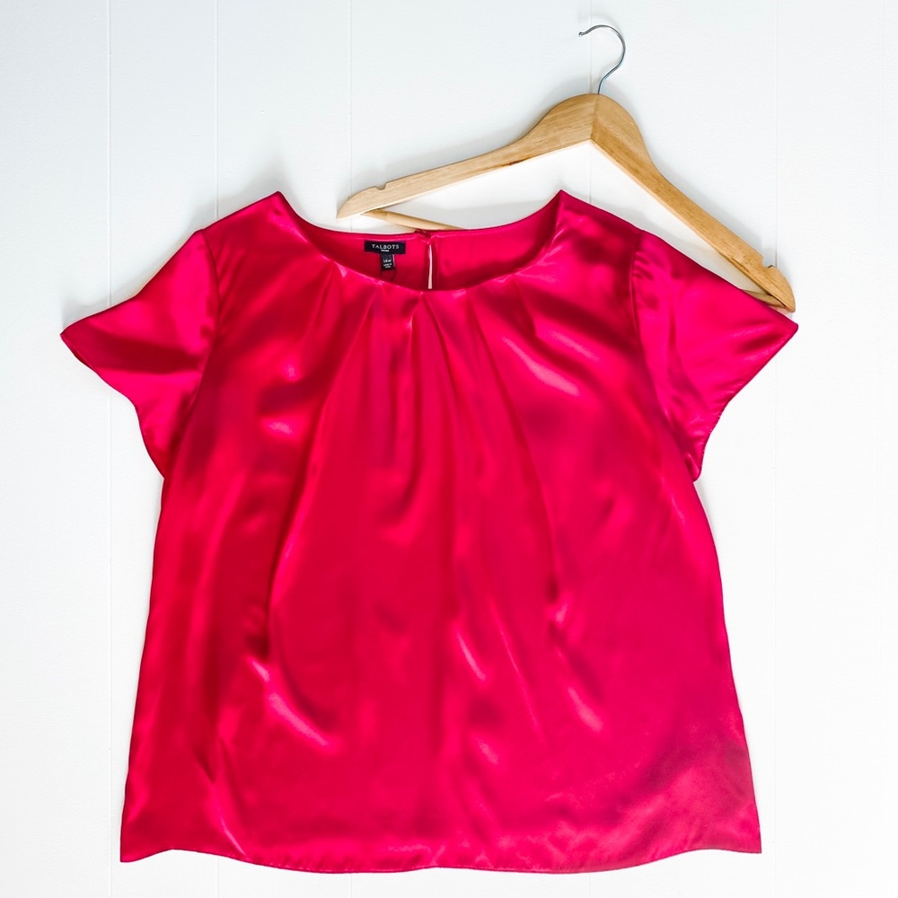 NWT Talbots Woman Pink Silk Flutter Sleeve Blouse